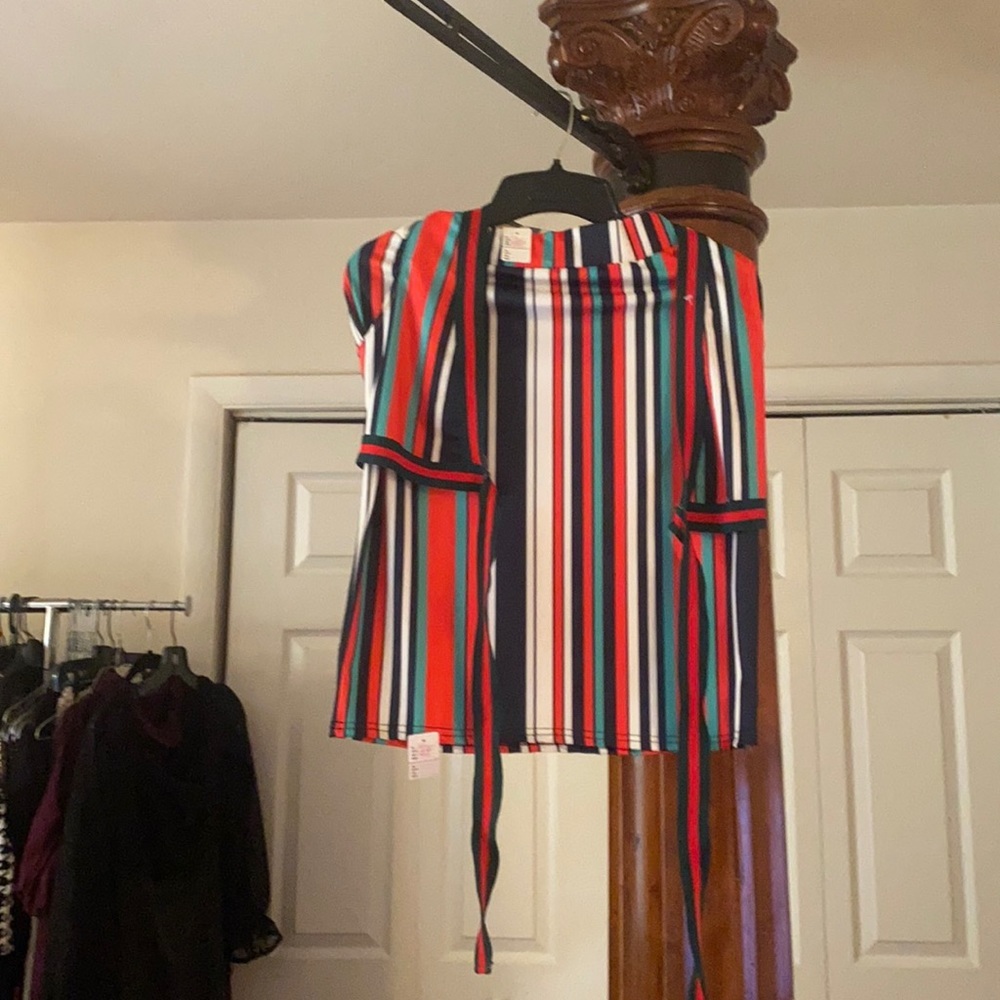 2pcs multi stripe skirt set